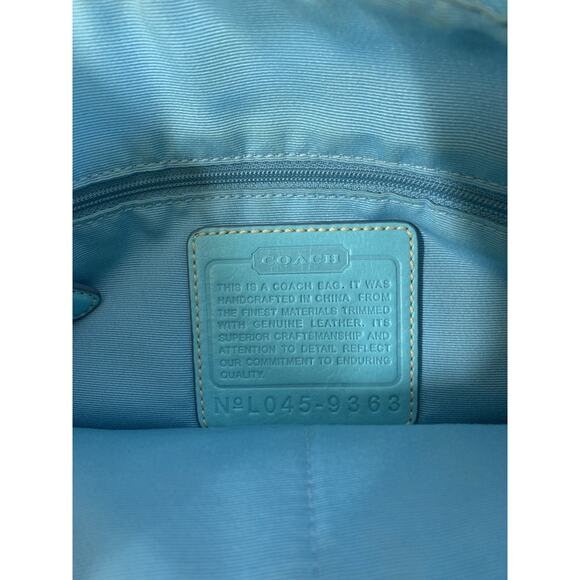 Coach East West Duffle Soho Shoulder Bag Hand Signature blue Leather 9363 Used - Picture 8 of 12